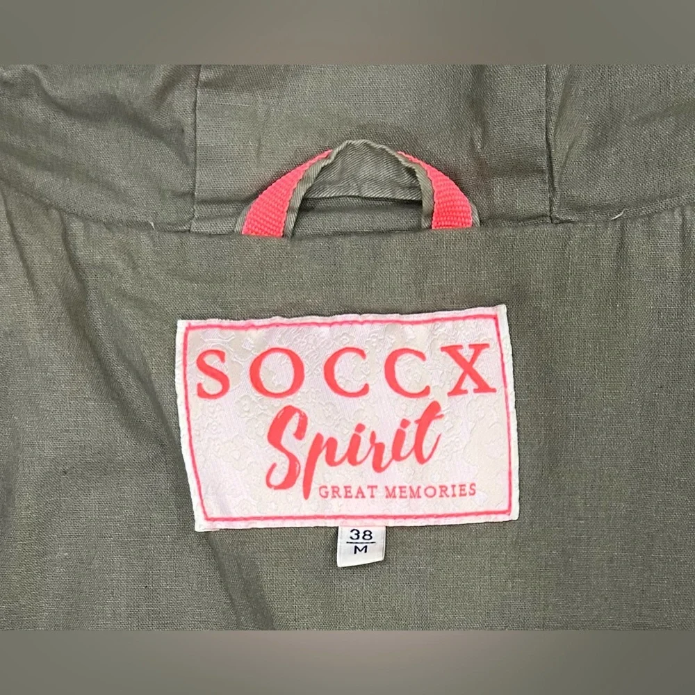 SOCCX Spirit Utility jacket zipper buttoned fitted hood drawstring waist rare - Picture 7 of 7